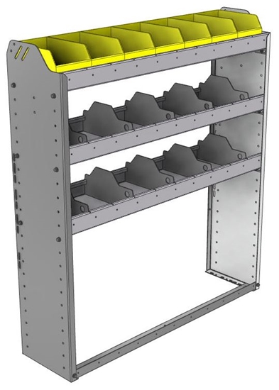 24-4148-3 Square back bin separator combo shelf unit 43"Wide x 11.5"Deep x 48"High with 3 shelves