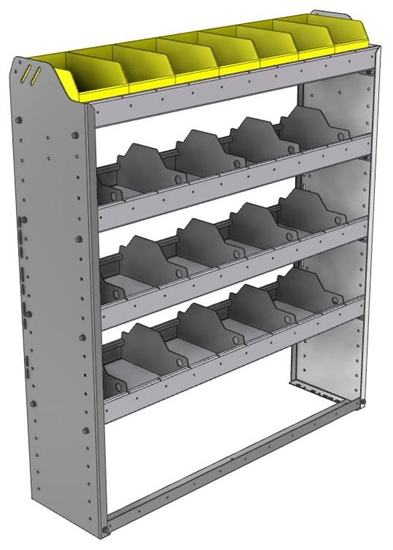 24-4148-4 Square back bin separator combo shelf unit 43"Wide x 11.5"Deep x 48"High with 4 shelves