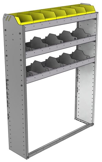 24-4158-3 Square back bin separator combo shelf unit 43"Wide x 11.5"Deep x 58"High with 3 shelves