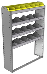 24-4158-4 Square back bin separator combo shelf unit 43"Wide x 11.5"Deep x 58"High with 4 shelves