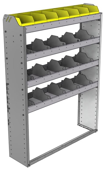 24-4158-4 Square back bin separator combo shelf unit 43"Wide x 11.5"Deep x 58"High with 4 shelves