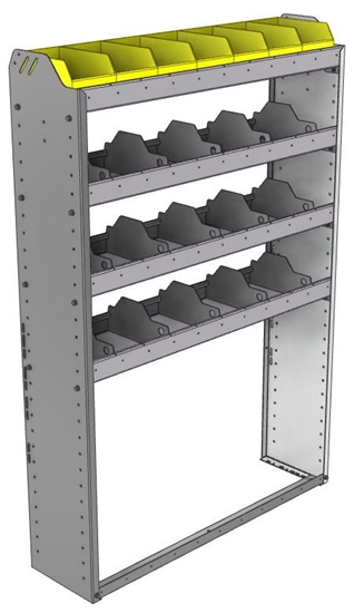 24-4163-4 Square back bin separator combo shelf unit 43"Wide x 11.5"Deep x 63"High with 4 shelves