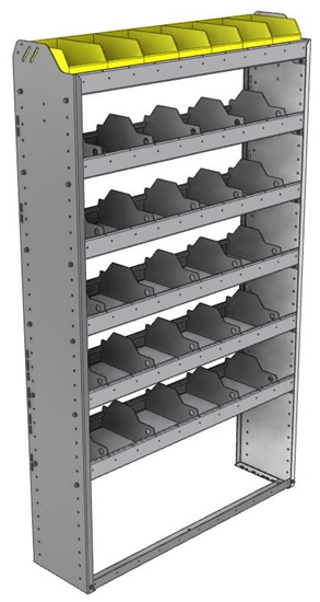 24-4172-6 Square back bin separator combo shelf unit 43"Wide x 11.5"Deep x 72"High with 6 shelves