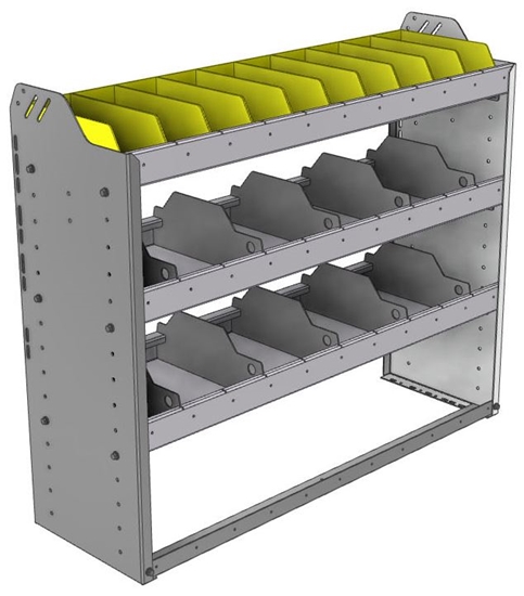 24-4336-3 Square back bin separator combo shelf unit 43"Wide x 13.5"Deep x 36"High with 3 shelves