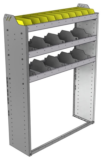 24-4358-3 Square back bin separator combo shelf unit 43"Wide x 13.5"Deep x 58"High with 3 shelves