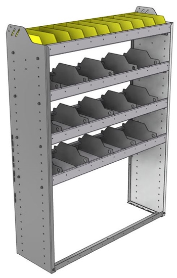 24-4358-4 Square back bin separator combo shelf unit 43"Wide x 13.5"Deep x 58"High with 4 shelves