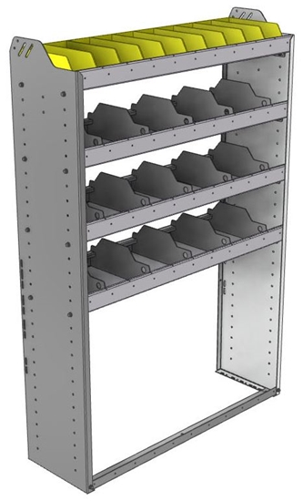 24-4363-4 Square back bin separator combo shelf unit 43"Wide x 13.5"Deep x 63"High with 4 shelves