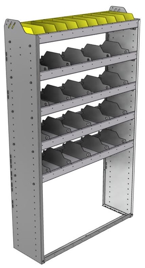 24-4372-5 Square back bin separator combo shelf unit 43"Wide x 13.5"Deep x 72"High with 5 shelves