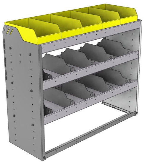 24-4536-3 Square back bin separator combo shelf unit 43"Wide x 15.5"Deep x 36"High with 3 shelves