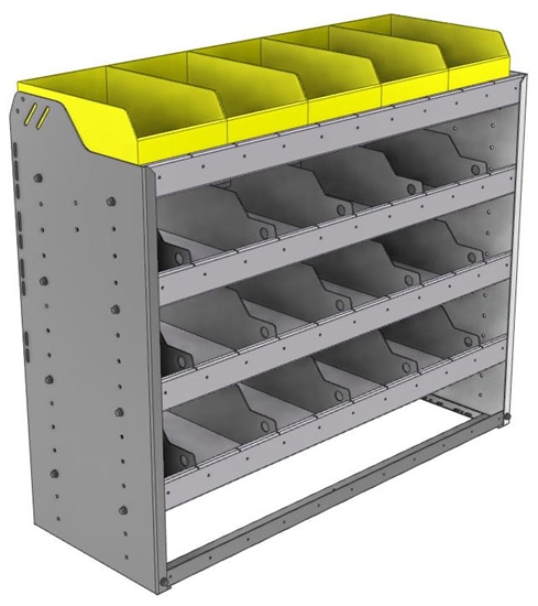 24-4536-4 Square back bin separator combo shelf unit 43"Wide x 15.5"Deep x 36"High with 4 shelves