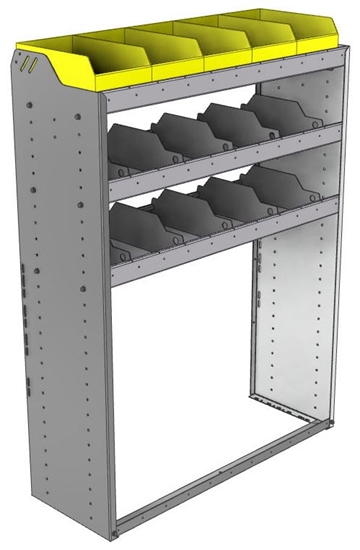 24-4558-3 Square back bin separator combo shelf unit 43"Wide x 15.5"Deep x 58"High with 3 shelves