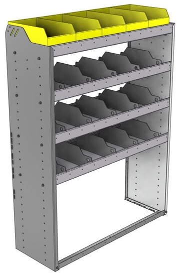 24-4558-4 Square back bin separator combo shelf unit 43"Wide x 15.5"Deep x 58"High with 4 shelves