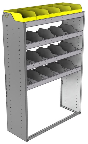 24-4563-4 Square back bin separator combo shelf unit 43"Wide x 15.5"Deep x 63"High with 4 shelves