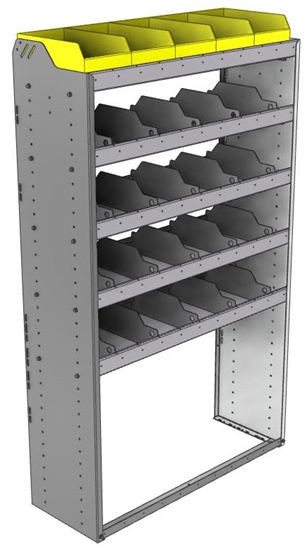 24-4572-5 Square back bin separator combo shelf unit 43"Wide x 15.5"Deep x 72"High with 5 shelves