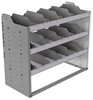 24-4836-3 Square back bin separator combo shelf unit 43"Wide x 18.5"Deep x 36"High with 3 shelves