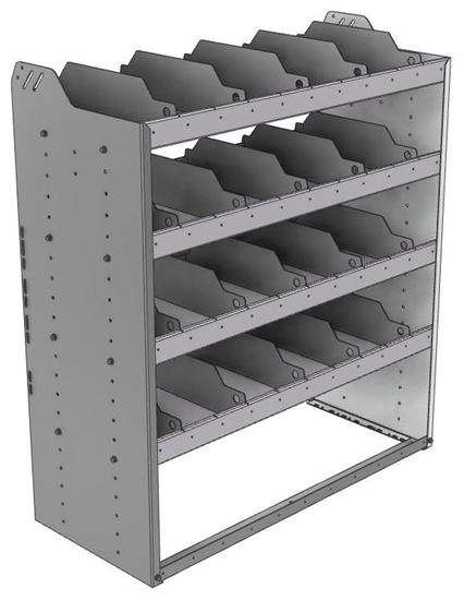 24-4848-4 Square back bin separator combo shelf unit 43"Wide x 18.5"Deep x 48"High with 4 shelves