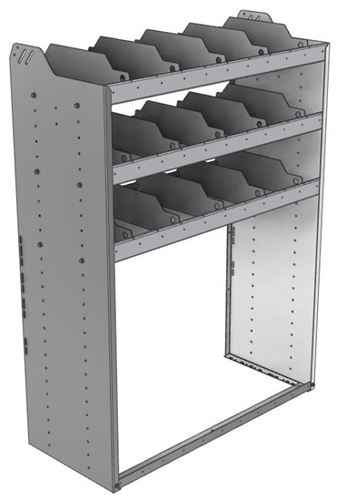 24-4858-3 Square back bin separator combo shelf unit 43"Wide x 18.5"Deep x 58"High with 3 shelves