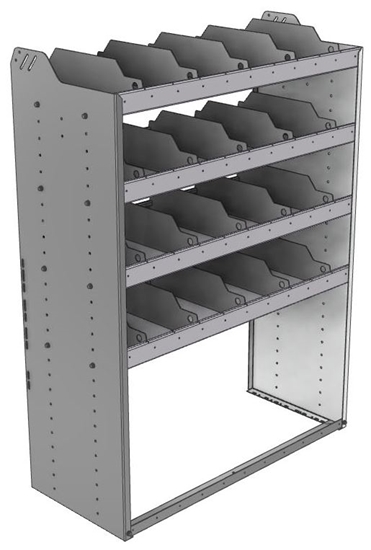 24-4858-4 Square back bin separator combo shelf unit 43"Wide x 18.5"Deep x 58"High with 4 shelves