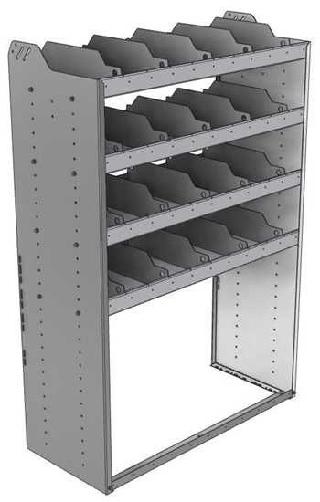 24-4863-4 Square back bin separator combo shelf unit 43"Wide x 18.5"Deep x 63"High with 4 shelves