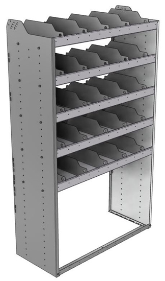 24-4872-5 Square back bin separator combo shelf unit 43"Wide x 18.5"Deep x 72"High with 5 shelves