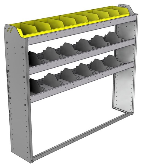 24-5148-3 Square back bin separator combo shelf unit 58.5"Wide x 11.5"Deep x 48"High with 3 shelves