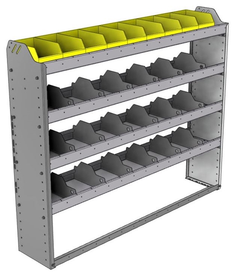 24-5148-4 Square back bin separator combo shelf unit 58.5"Wide x 11.5"Deep x 48"High with 4 shelves