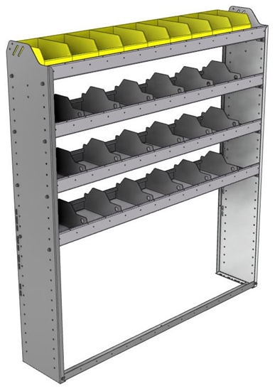 24-5163-4 Square back bin separator combo shelf unit 58.5"Wide x 11.5"Deep x 63"High with 4 shelves