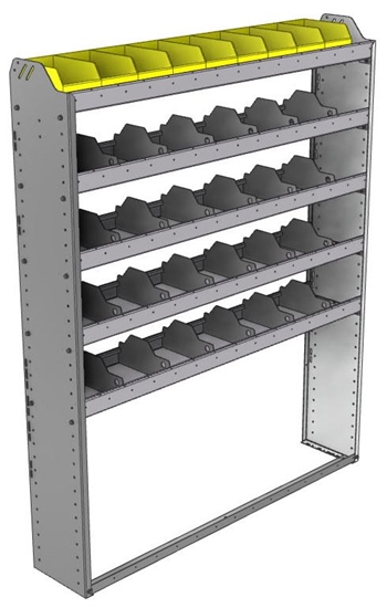 24-5172-5 Square back bin separator combo shelf unit 58.5"Wide x 11.5"Deep x 72"High with 5 shelves