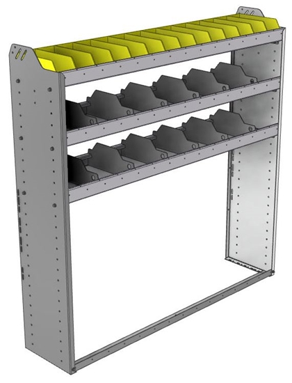 24-5358-3 Square back bin separator combo shelf unit 58.5"Wide x 13.5"Deep x 58"High with 3 shelves