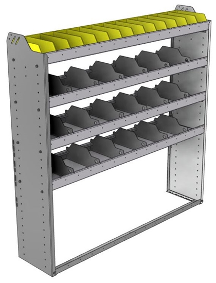 24-5358-4 Square back bin separator combo shelf unit 58.5"Wide x 13.5"Deep x 58"High with 4 shelves