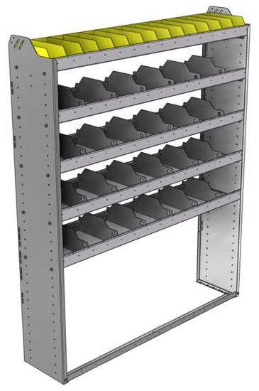 24-5372-5 Square back bin separator combo shelf unit 58.5"Wide x 13.5"Deep x 72"High with 5 shelves