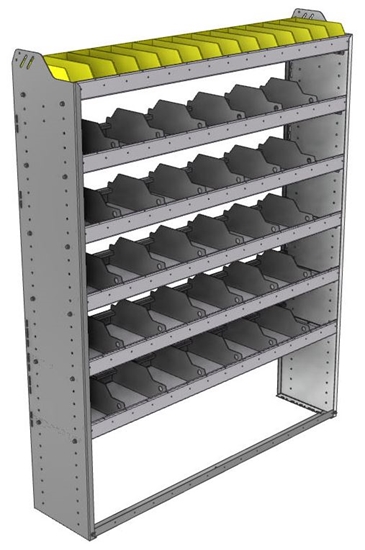 24-5372-6 Square back bin separator combo shelf unit 58.5"Wide x 13.5"Deep x 72"High with 6 shelves