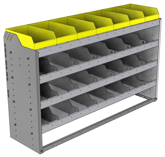 24-5536-4 Square back bin separator combo shelf unit 58.5"Wide x 15.5"Deep x 36"High with 4 shelves