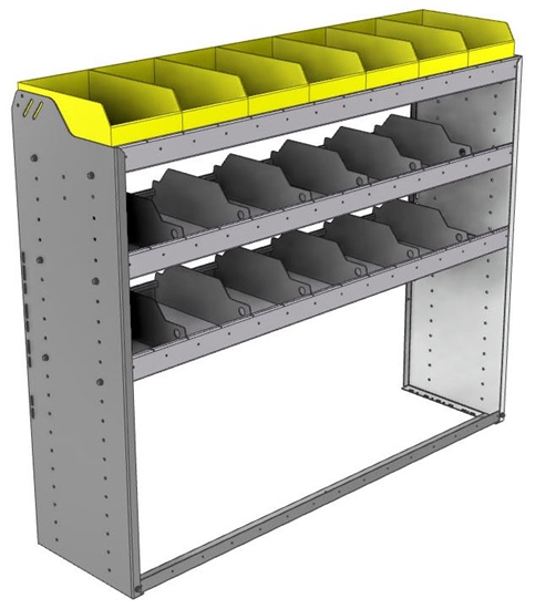 24-5548-3 Square back bin separator combo shelf unit 58.5"Wide x 15.5"Deep x 48"High with 3 shelves