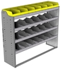24-5548-4 Square back bin separator combo shelf unit 58.5"Wide x 15.5"Deep x 48"High with 4 shelves
