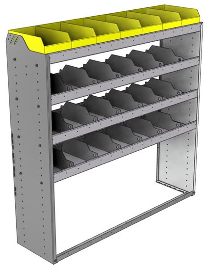 24-5558-4 Square back bin separator combo shelf unit 58.5"Wide x 15.5"Deep x 58"High with 4 shelves