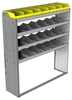 24-5563-4 Square back bin separator combo shelf unit 58.5"Wide x 15.5"Deep x 63"High with 4 shelves