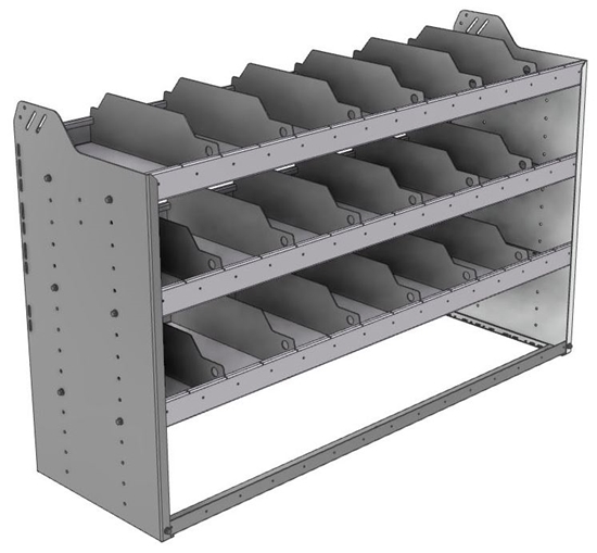 24-5836-3 Square back bin separator combo shelf unit 58.5"Wide x 18.5"Deep x 36"High with 3 shelves