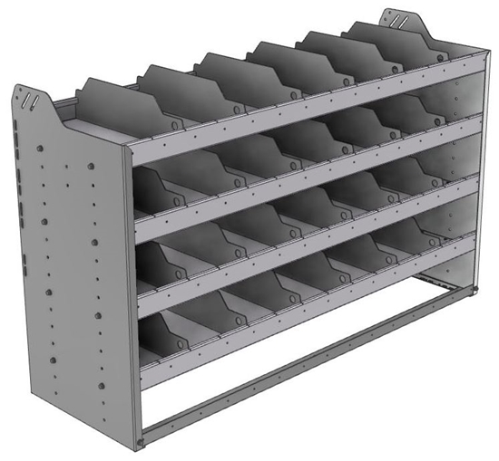 24-5836-4 Square back bin separator combo shelf unit 58.5"Wide x 18.5"Deep x 36"High with 4 shelves