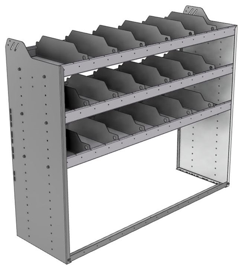 24-5848-3 Square back bin separator combo shelf unit 58.5"Wide x 18.5"Deep x 48"High with 3 shelves