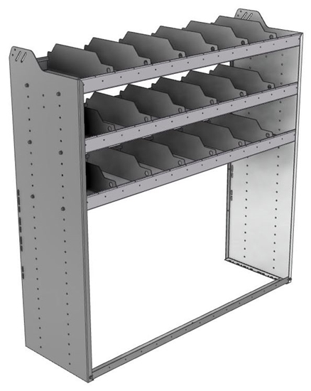 24-5858-3 Square back bin separator combo shelf unit 58.5"Wide x 18.5"Deep x 58"High with 3 shelves