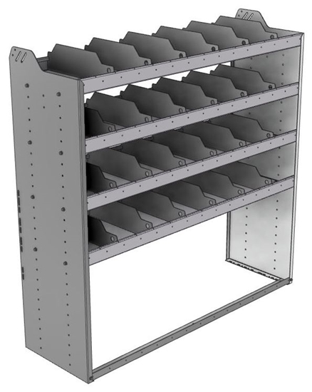24-5858-4 Square back bin separator combo shelf unit 58.5"Wide x 18.5"Deep x 58"High with 4 shelves