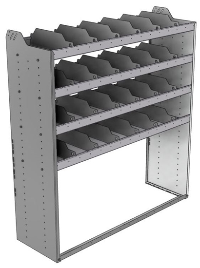 24-5863-4 Square back bin separator combo shelf unit 58.5"Wide x 18.5"Deep x 63"High with 4 shelves
