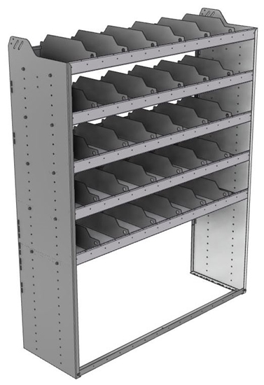 24-5872-5 Square back bin separator combo shelf unit 58.5"Wide x 18.5"Deep x 72"High with 5 shelves