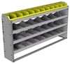 24-6136-4 Square back bin separator combo shelf unit 67"Wide x 11.5"Deep x 36"High with 4 shelves