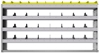 24-6136-4 Square back bin separator combo shelf unit 67"Wide x 11.5"Deep x 36"High with 4 shelves