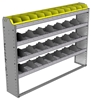 24-6148-4 Square back bin separator combo shelf unit 67"Wide x 11.5"Deep x 48"High with 4 shelves