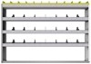 24-6148-4 Square back bin separator combo shelf unit 67"Wide x 11.5"Deep x 48"High with 4 shelves