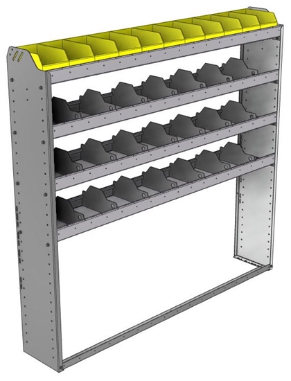 24-6163-4 Square back bin separator combo shelf unit 67"Wide x 11.5"Deep x 63"High with 4 shelves