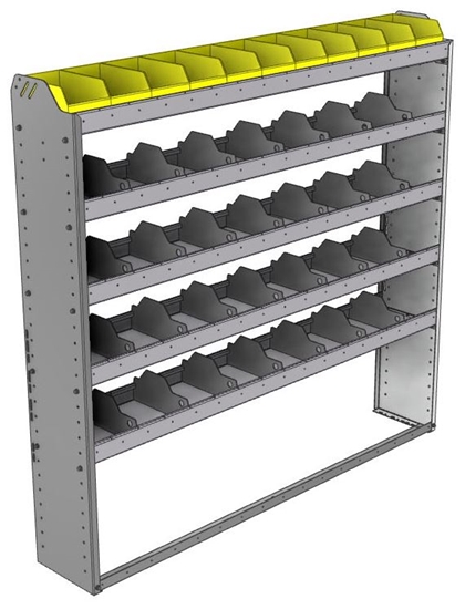 24-6163-5 Square back bin separator combo shelf unit 67"Wide x 11.5"Deep x 63"High with 5 shelves